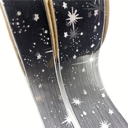 5Yards 25/40mm Starlight Dotted Tulle Glitter Ribbon Organza Mesh Fabric Belt DIY Craft Accessories Hair Clip Bow Accessories#01