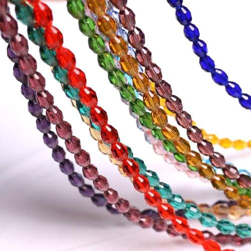 70Pcs/Lot Glass Rice Beads Oval 4x6/6x8mm Charm Crystal Faceted Loose Olive Beads For DIY Making Bracelet Wholesale In Bulk