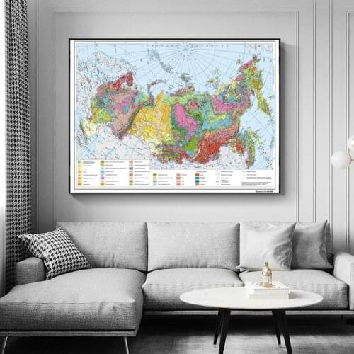 90x60cm Russian World Wall Map Classic Edition World Globe Map Personalized Atlas Poster Decoration Education Office Supplies