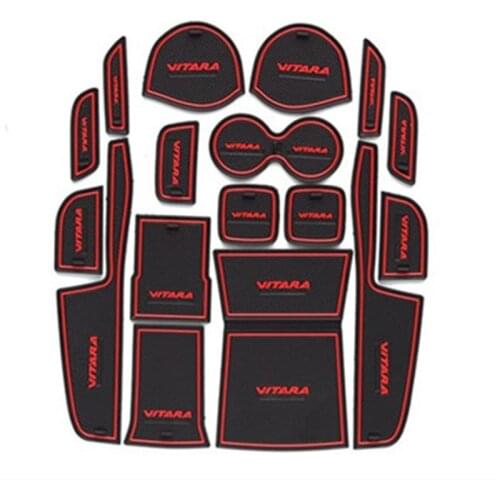 For Suzuki Vitara 2015 2016 2017 2018 2019 2020 Accessories Rubber Door Mat Interior Anti-Slip Cup Pad Gate Slot Pad Decoration