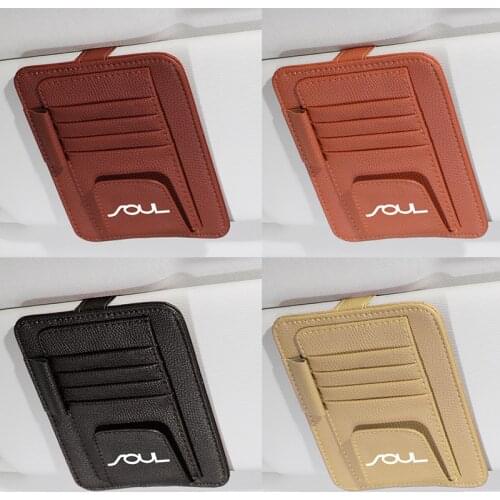 Car Sun Visor Pen Card Holder CD Organizer Storage Box Sunglasses Tidying for KIA SOUL 2006-2019 Car Styling Accessories