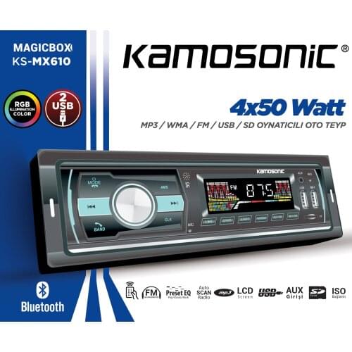 KS-MX610 Car Radio Stereo Player Digital Bluetooth Car MP3 Player 50Wx4 FM Radio Stereo Audio Music USB/SD with In Dash AUX