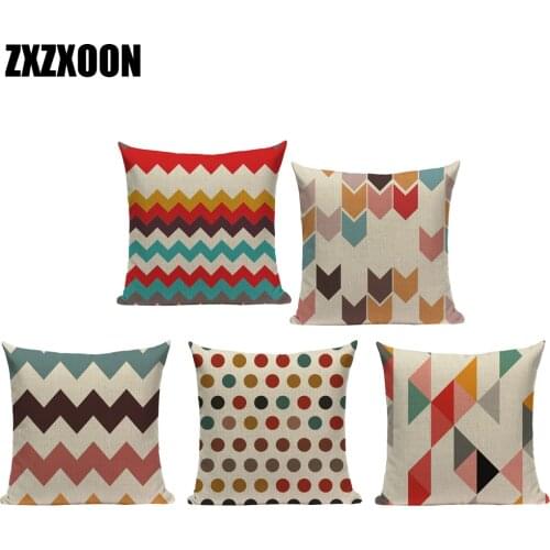 Decorative Throw Pillows Case Colorful Geometric Circle Dot Stripe Plaid Sofa Cushion Cover for Home Living Room Decoration