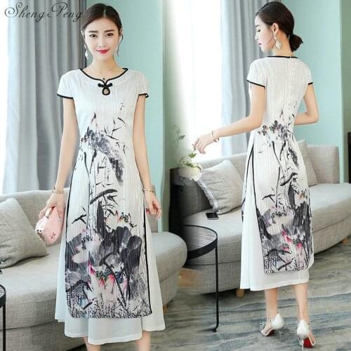 Chinese cheongsam dress ao dai style gown dress chinese elegant qipao long chinese cheongsam dress robe modern cheongsam Q179