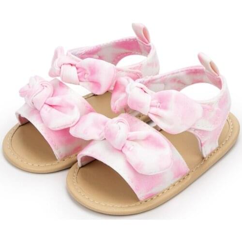Toddler Infant Shoes Summer Baby Girls Print Sandals Bowknot soft Sole Non-slip Cute Bowknot Flat Shoes Summer Baby Shoes