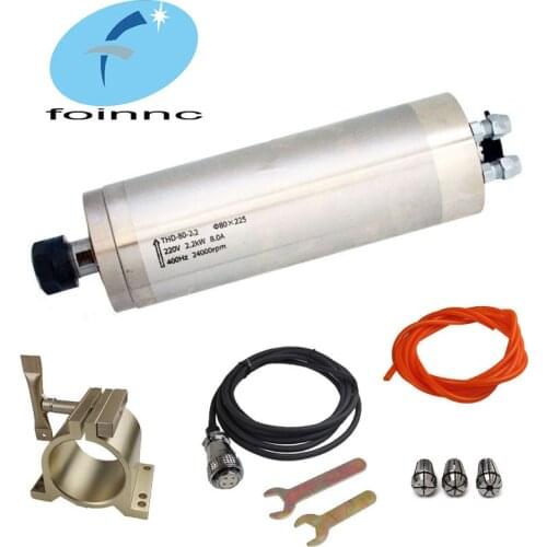 Water Cooling Spindle Motor 80mm 2.2KW ER20 220V 24000 rpm water cooled spindle For CNC Milling Machine