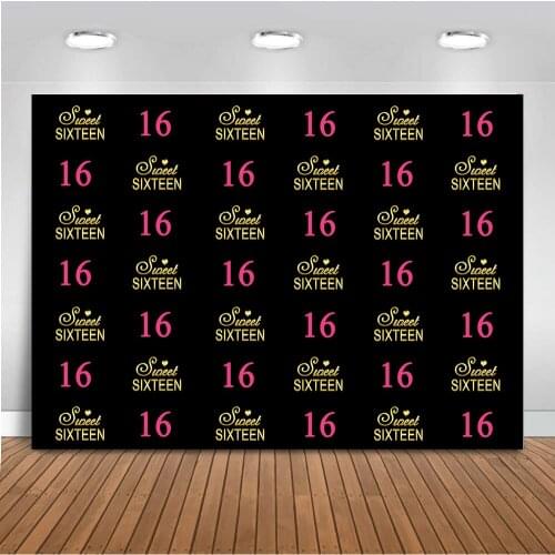 MEHOFOTO Sweet Sixteen Birthday Backdrop Step and Repead Birthday Party Photography Background Custom Decor Photo-booth Studio