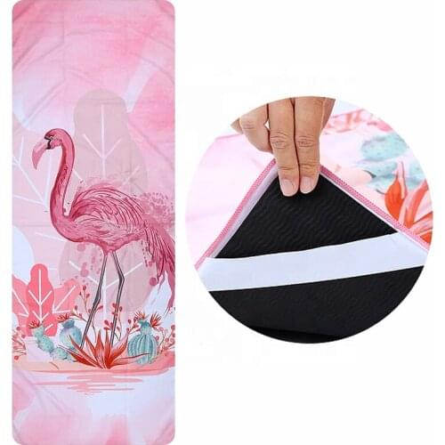 Printed Hot Yoga Towel Non Slip Yoga Polar fleece Blanket Mat Cover Quick Dry Gym Pliates Yoga Mat Towel with Cornor Pockets