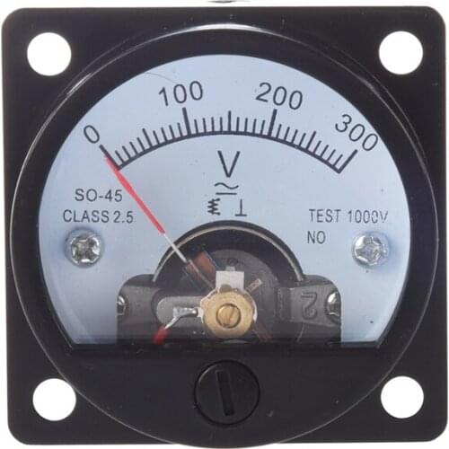 AC 0-300V Round Analog Dial Panel Meter Voltmeter Gauge Black