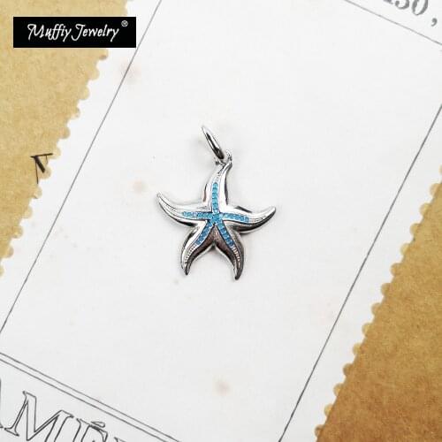 Pendant Starfish Blue Stones 925 Sterling Silver Fit Necklace 2021 New Fine Jewelry Mysterious Ocean Collection Bijoux For Women
