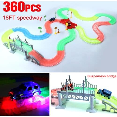 Hot Sale Blue Car Mini Electronics Cars 5 LED Light Car With Glowing in the Dark Race Track For Childrens Day Birthday Gifts