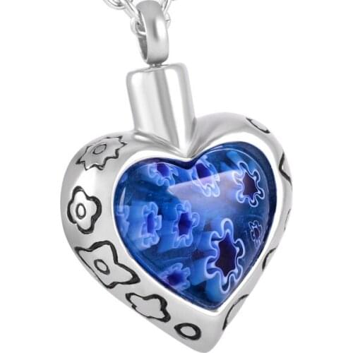 IJD8367 Murano glass Heart Fashion Charms Cremation Jewelry Urn Pendant Necklace Memorial Keepsake Collar for women