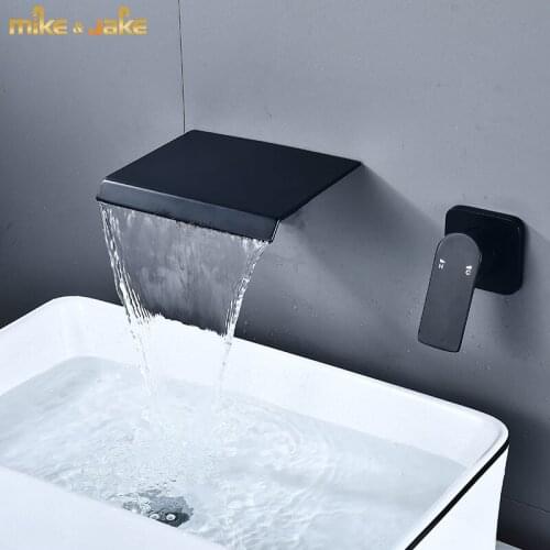 Wall mounted black faucet hot and cold black concealed mixer water black crane black wall faucet sink tap