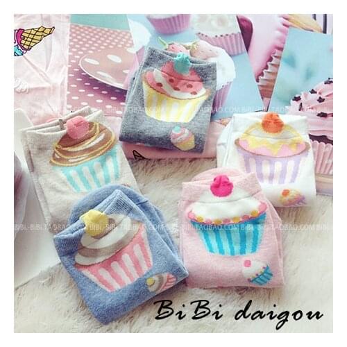 Wholesale Aries new cupcake cute cartoon candy color sox Spring Summer South Korean womens Fashion Cotton tube Socks meias soks