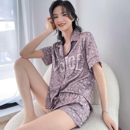 2021 New Satin Chiffon Pajamas Women Summer Small Fresh Short-sleeved Shorts Two-piece Home Service Ladies Suit Ladies Pajamas