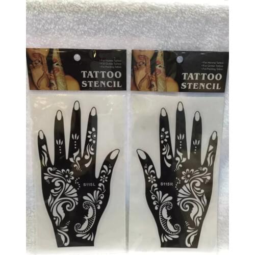 2pcs New Tattoo Hand Tattoo Stencils Henna Tatoo Reuse Paste Template Hand Painting Art For Left Right hand 17 models choose