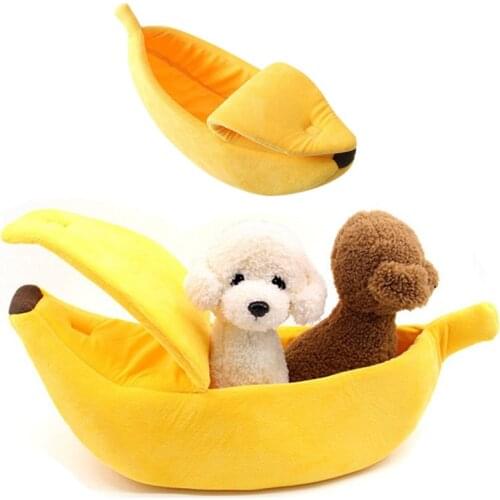 Plush Banana Cat Bed House Puppy Cushion Kennel Warm Pet Basket Mats Kitten Dog Beds Pet Products