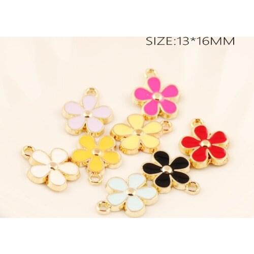 20PCS/Lot New Hot Oil Drop Charms Flowers Enamel Charms Alloy Pendant Fit Necklaces Bracelets DIY Jewelry Accessories
