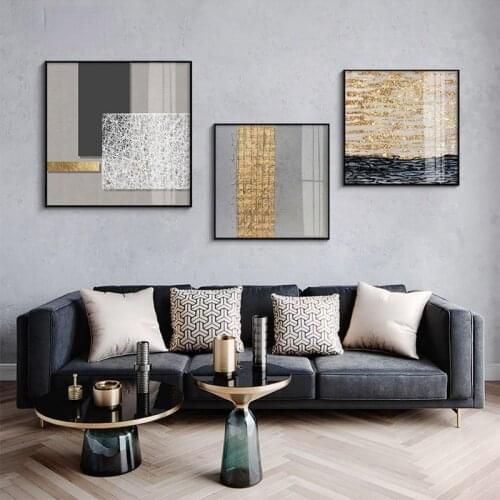 Living Room Light Luxury Home Decoration Nordic Restaurant Modern Abstract Model Room Gold Background Wall Printing Painting
