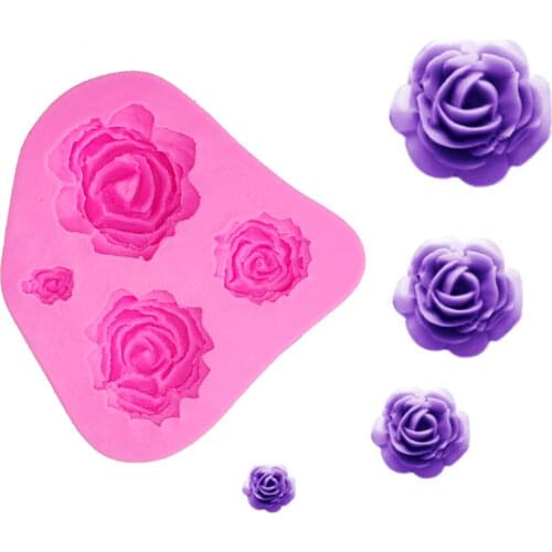 Hot Sell 4 Size Roses Flower Silicone Cake Mould Chocolate Sugarcraft Decorating New