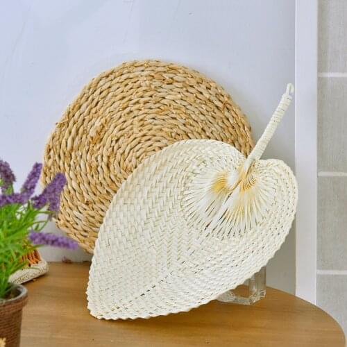 Natural Bamboo Woven Fan Pure Traditional Handmade DIY Heart Shaped Woven Fans Summer Cooling Fan