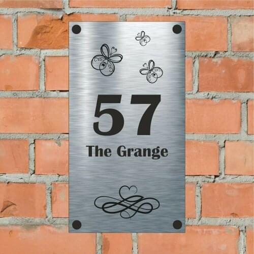 The Grange - Vertical Aluminium House Sign Personalised With Your House Number