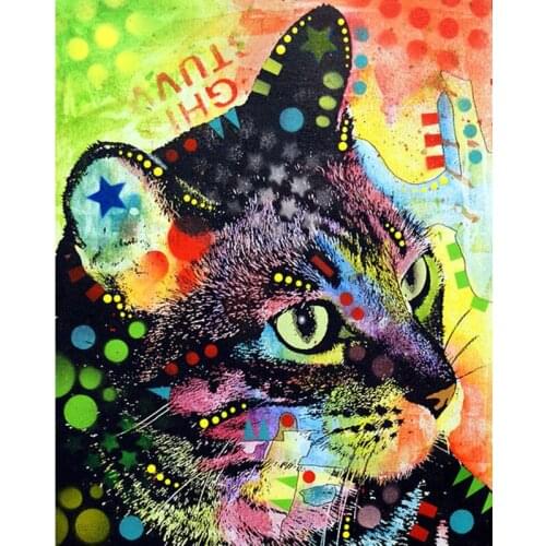 YNX new 5D diamond painting round diamond animal cross stitch square diamond DIY cat color diamond painting
