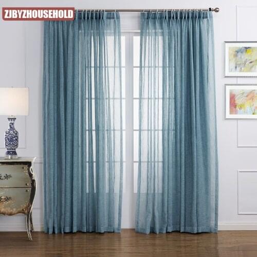 American Simple Solid Color Cotton Cross Hemp Window Screen Curtain Fabric Window Balcony Bedroom Study Finished Screen Curtain