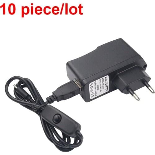 10 pcs/lot 5V 2.5A Power Charger Adapter Power Supply For Raspberry Pi 3 Model B + Switch ON/OFF Micro Port Cable