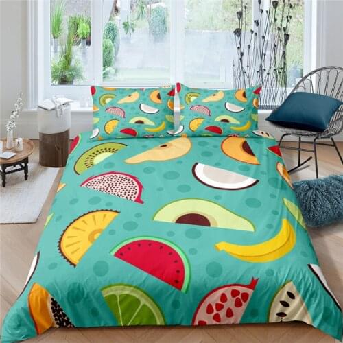 Luxury 3D Fruit Print 2/3Pcs Kids Aldult Bedding Set Comfortable Duvet Cover Pillowcase Home Textile Single Queen and King Size