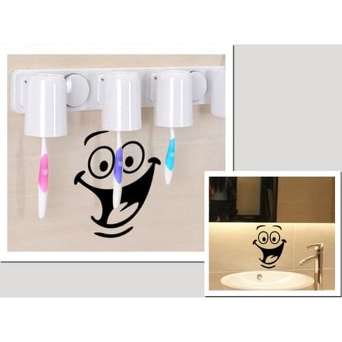 2019 Funny Smile Wall Stickers Kids Room Toilet Seat Bathroom Waterproof Decorative Wall Decor Kitchen Posters