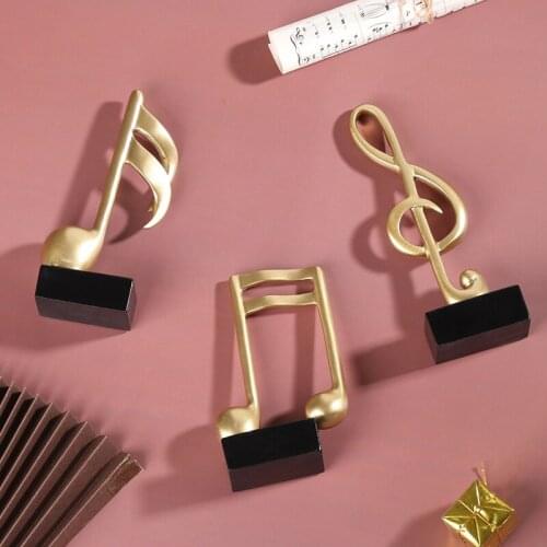 3pcs/set home decor accessories figurine decorative art Golden musical note Handicraft Living Room Wine Cabinet Desk Ornaments
