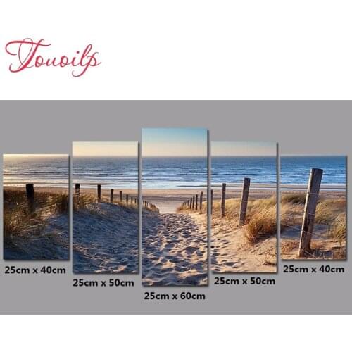 5pcs 5D diamond embroidery Beach beach painting,Diy 5d diamond Painting,City night scene diamond cross stitch wall stickers