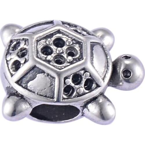 5pcs Stainless Steel Making Charms Big Hole Animail Turtle Bracelet Accessory DIY Charm Jewelry Findings