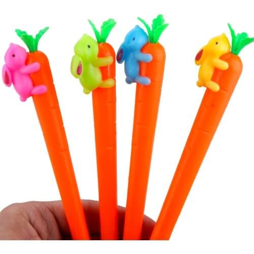 50PCS Creative Stationery South Korea Creative & Vegetable Hold Rabbit Gel Pen Signing Pen Students Office Black Gel Pen