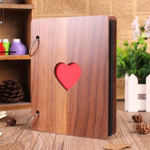 6 Inch Photo Album Baby Growth Wooden Cover Family Memory Commemorative Craft Anniversary Record DIY Gifts Love Heart Decor