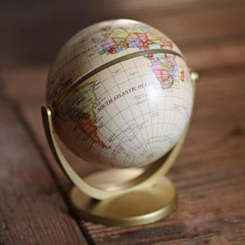 English version 360 degree rotating retro globe ornaments universal globe study decoration beautiful gift children learning gift
