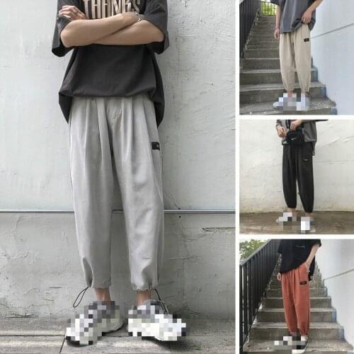 Summer thin pants mens straight loose legged Korean student sports pants trend solid color Ankle-Length casual pants