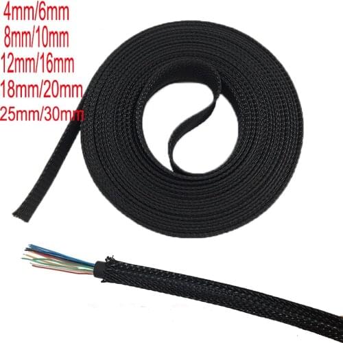Length 1/10M Cable Sleeve Insulated Braided Sleeving Data line protection Wire PET Cable Flame-retardant nylon tube