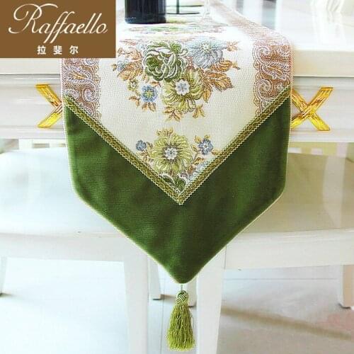 Rafael home upscale dining table Bubu arts gold and silver embroidered table runner European coffee table cloth place mat grass