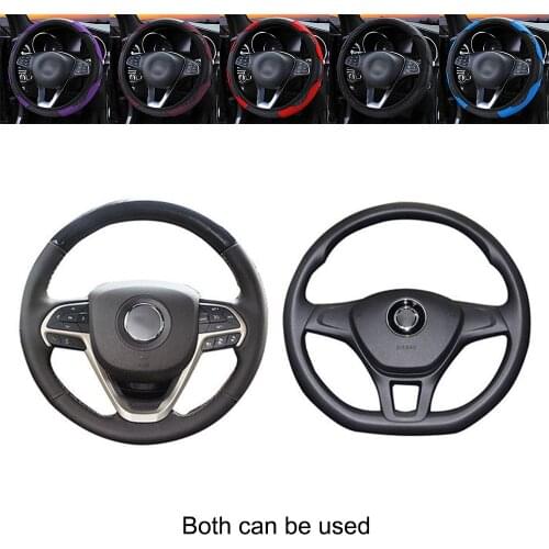 Breathable Car Steering Wheel Cover Anti Slip PU Leather Steering Covers Suitable 37-38cm Auto Decoration Carbon Fiber Cover