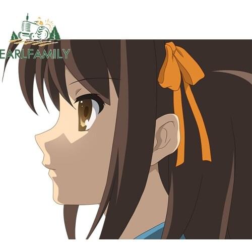 EARLFAMILY 13cm x 10.4cm for Suzumiya Haruhi Anime Decal Personality Laptop Car Sticker Waterproof Car Body Occlusion Scratch