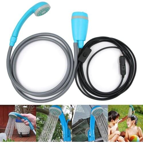 12V Electric Car Shower Portable Camping Shower Shower Head Water Pump Nozzle Sport Travel Caravan Van Car Washer Camping Shower