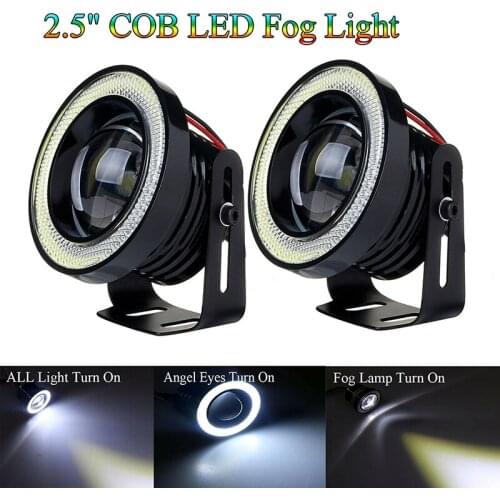 Car COB 15W Light LED Fog Light White Angel Eye DRL Driving Projector Signal Bulbs Fog Lamps Auto Tuning Car Lamp 1pcs/2pcs