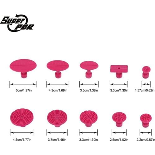 Super PDR Tools 10 pcs/set Rose Red Glue Tabs Suction Cups For Car Dent Pullers Slide Hammer Hail Dent Removal Kits Ferramentas