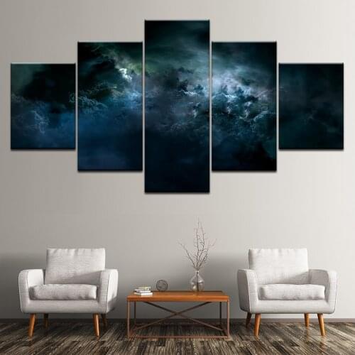 Canvas Painting Dark sky with Abstract cloud 5 Pieces Wall Art Painting Modular Wallpapers Poster Print Home Decor