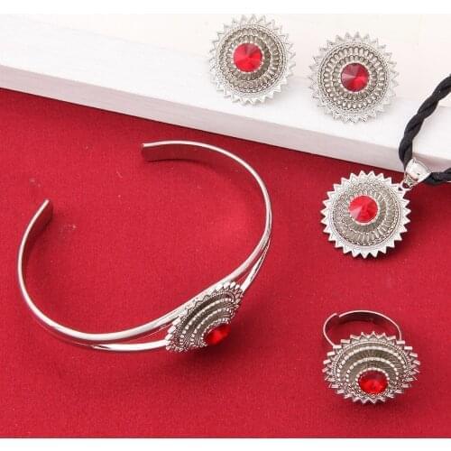 Ethiopian Wedding Jewelry White Gold Design Men Women Wedding Party Jewelry Set