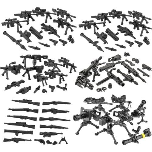 WWII Military Weapon Building Blocks Modern Heavy Machine Guns Army Figures Soldier Accessories Bricks Toys for Children C259