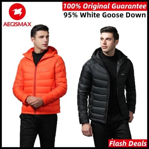 AEGISMAX New Men Camping Jacket Ultralight 95% White Goose Down 800FP Down Outdoor Keep Warm Down Nature hike Clothes Waterproof