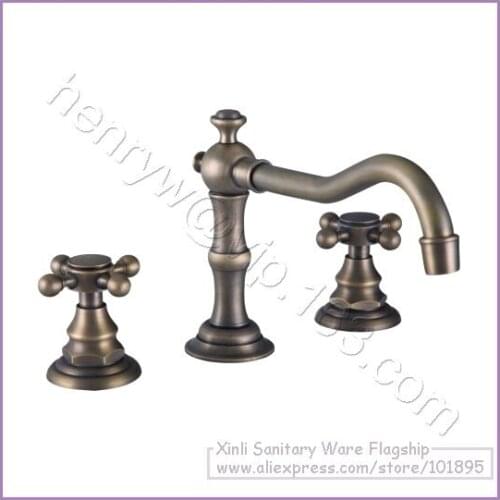 L16313 - Luxury Hot & Cold Water Bronze Color Double Handle Brass Basin Mixer